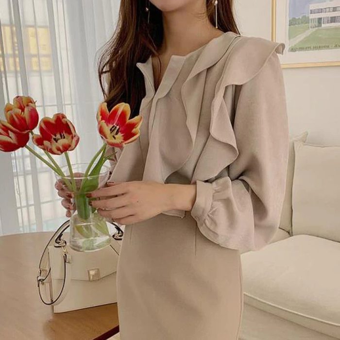 Women's Long Sleeved Basic Office Blouse Women's Long Sleeved Basic Office Blouse