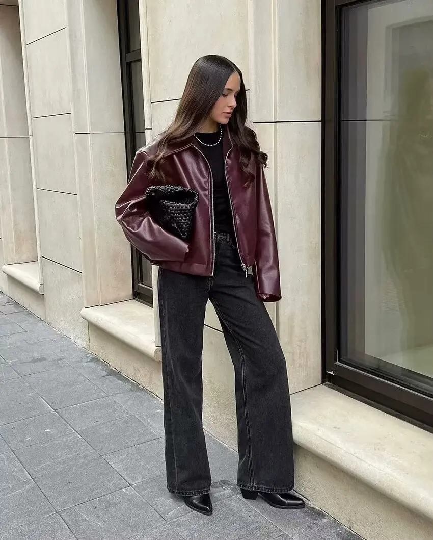 Wine Red Leather Jacket