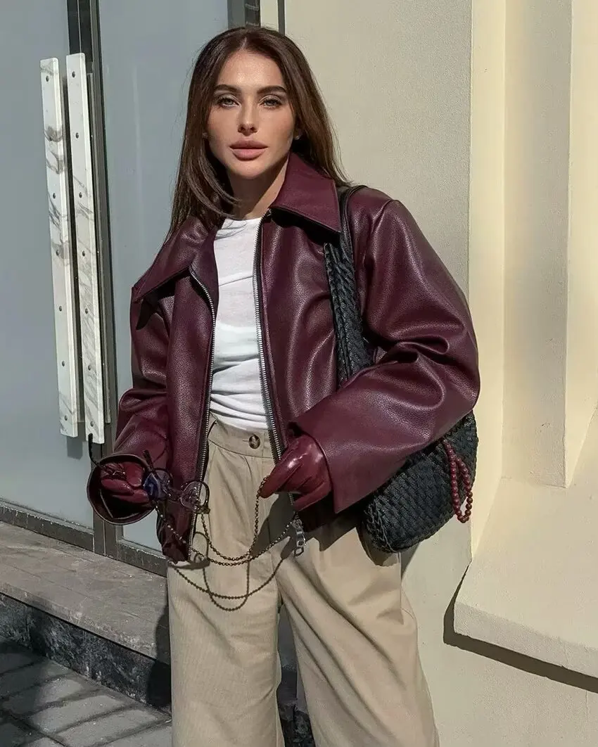 Wine Red Leather Jacket
