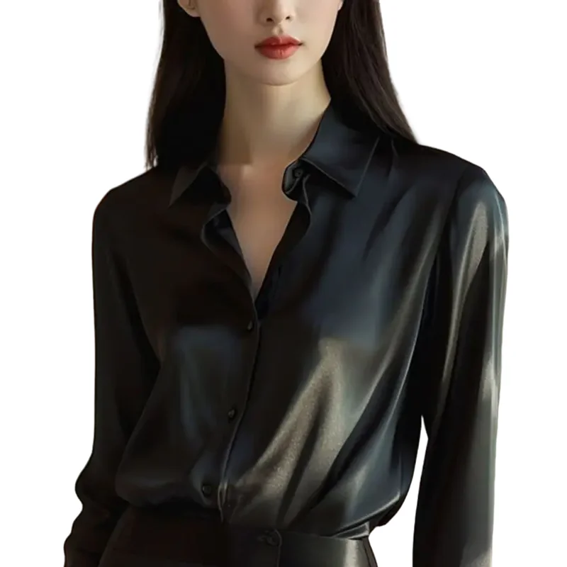 Women’s Elegant Polo Neck Blouse – French-Inspired Loose Long Sleeve Shirt for Office & Casual Wear Women’s Elegant Polo Neck Blouse – French-Inspired Loose Long Sleeve Shirt for Office & Casual Wear