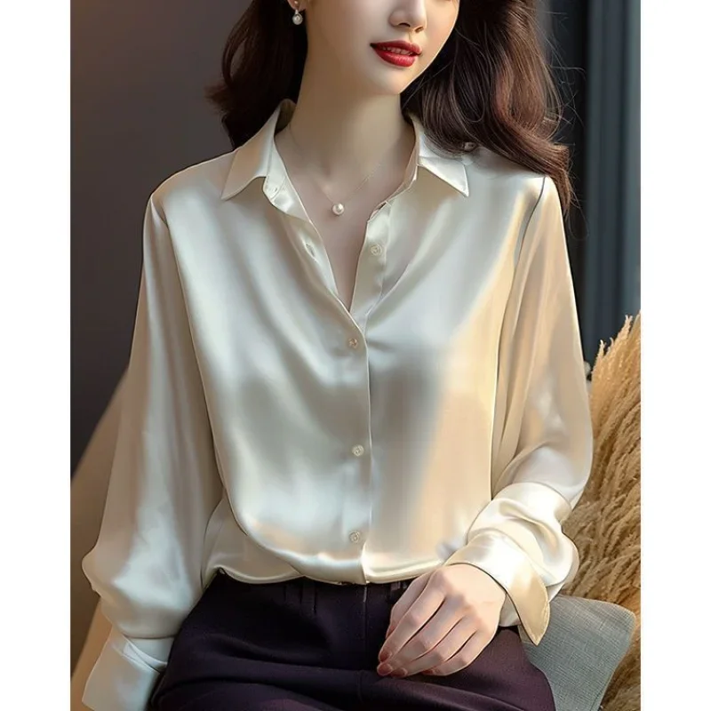 Women’s Elegant Polo Neck Blouse – French-Inspired Loose Long Sleeve Shirt for Office & Casual Wear Women’s Elegant Polo Neck Blouse – French-Inspired Loose Long Sleeve Shirt for Office & Casual Wear