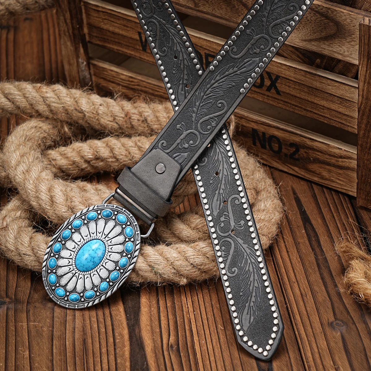 Vintage Western Cowboy Belt – Floral Engraved Buckle