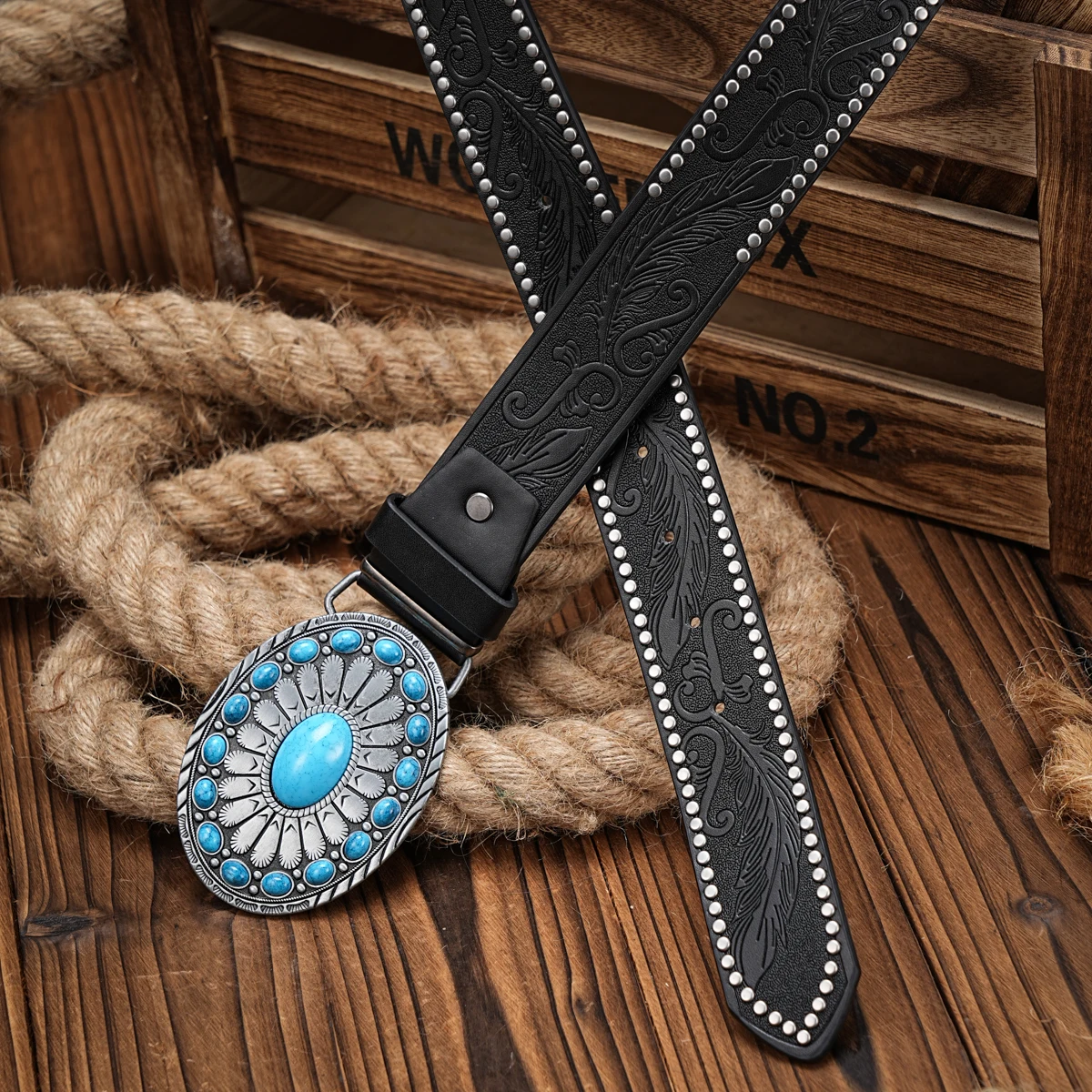 Vintage Western Cowboy Belt – Floral Engraved Buckle Vintage Western Cowboy Belt – Floral Engraved Buckle