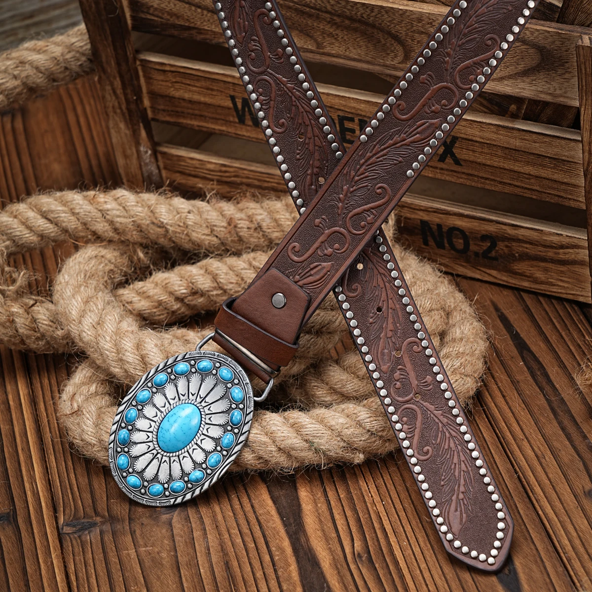 Vintage Western Cowboy Belt – Floral Engraved Buckle