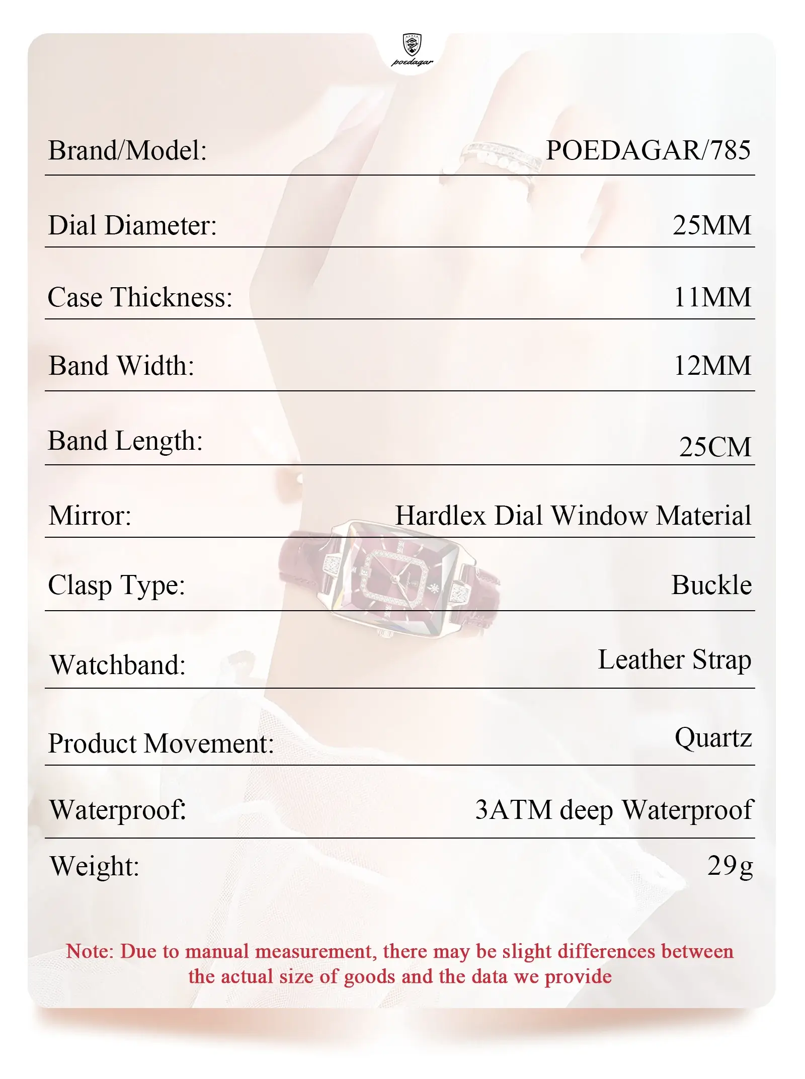 POEDAGAR Luxury High Quality Women Wristwatch Waterproof Date Rectangle Watch For Woman Leather Quartz Women's Watches Reloj+Box POEDAGAR Luxury High Quality Women Wristwatch Waterproof Date Rectangle Watch For Woman Leather Quartz Women's Watches Reloj+Box