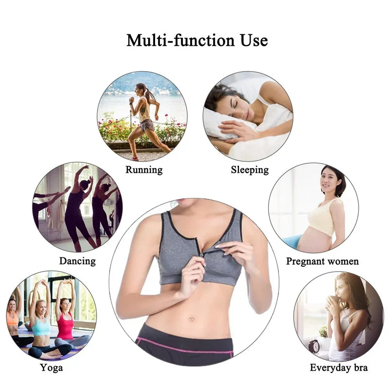 Zip-Front Breathable Sports Bra for Active Women Zip-Front Breathable Sports Bra for Active Women