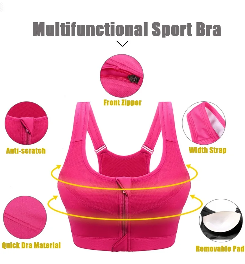 Zip-Front Breathable Sports Bra for Active Women Zip-Front Breathable Sports Bra for Active Women