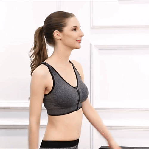 Zip-Front Breathable Sports Bra for Active Women